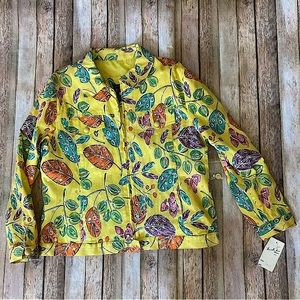 NWT L.J.L. Sport Women’s L Bright Yellow Zippered Jacket Blazar Square Sequins